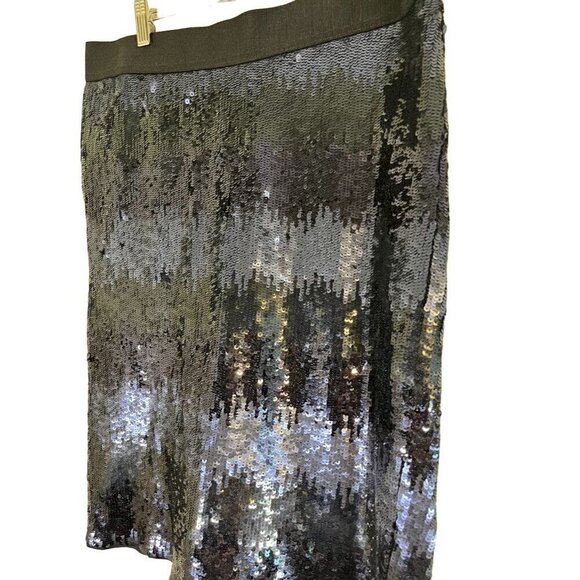 Vince Camuto Ombre Sequin Mini Skirt 14 Blue Striped Glam Sparkly Vegas Cocktail - Picture 4 of 11